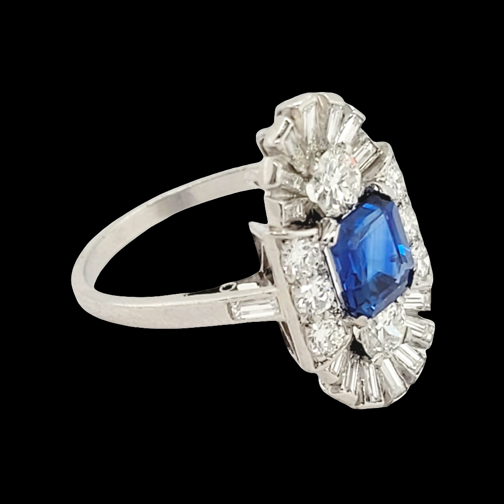 Fine Art deco sapphire and diamond cocktail ring SKU: 6238
