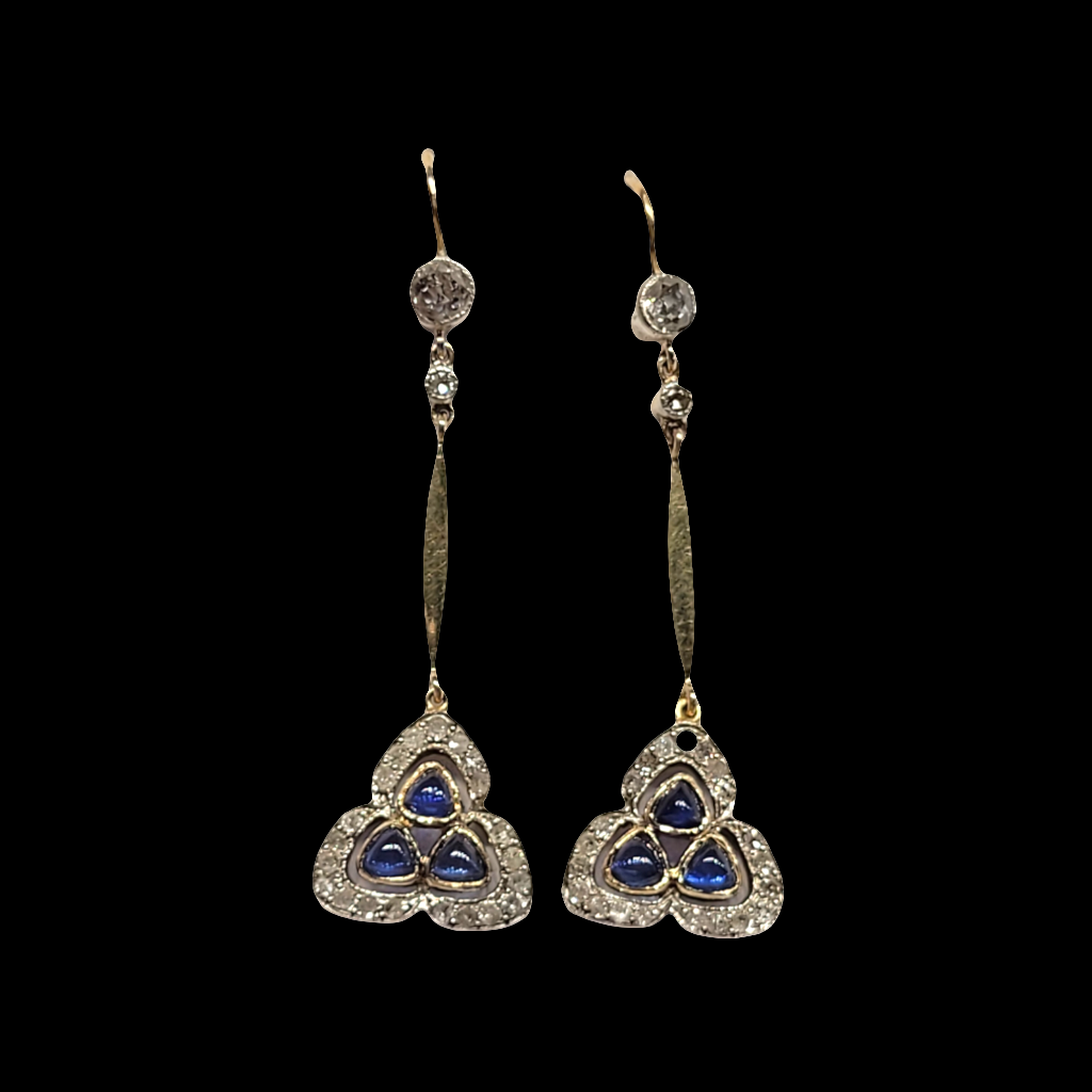 Edwardian sapphire and diamond drop earrings