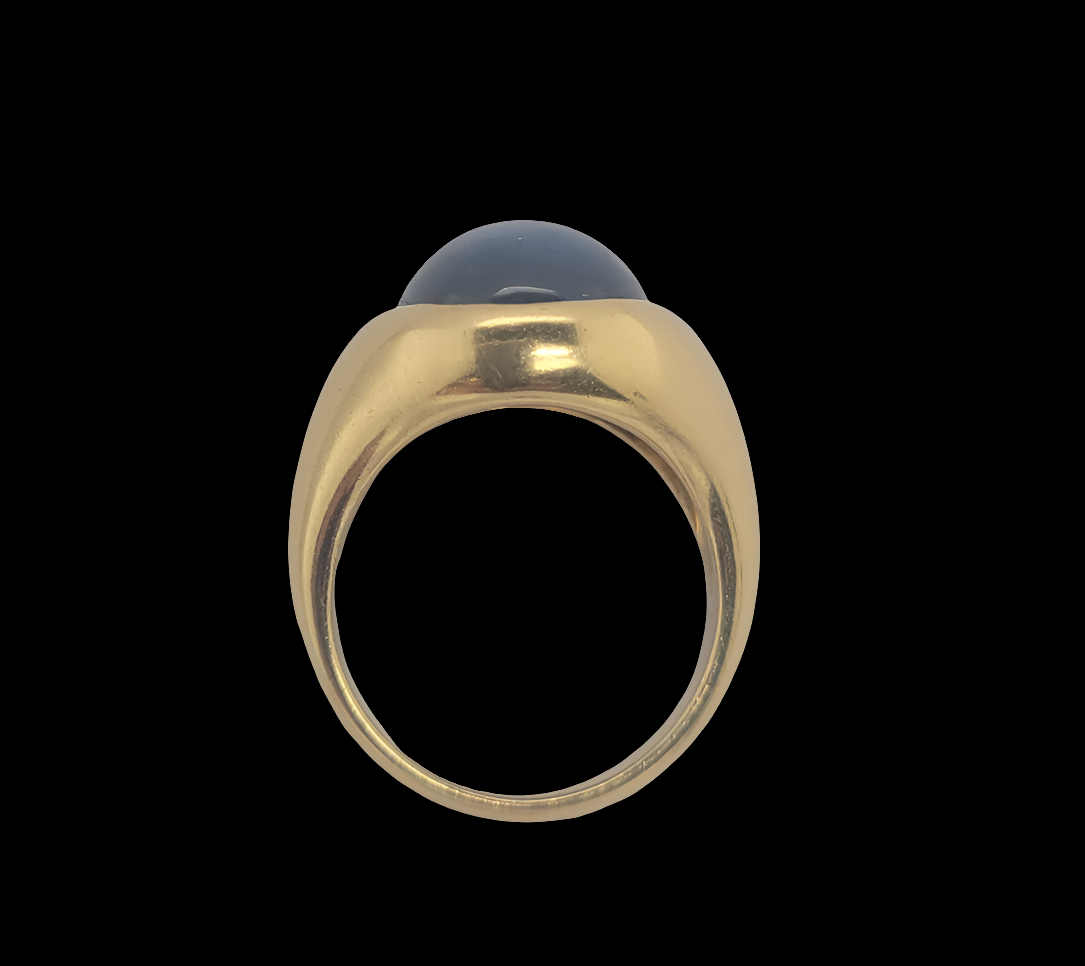 12ct oval cabochon sapphire 18ct gold ring sku 8465