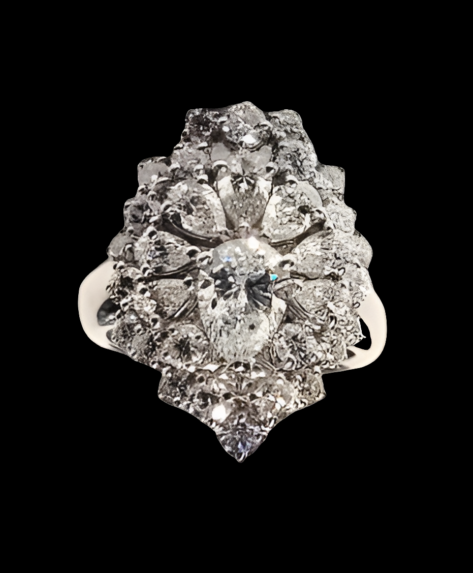 Pear shape cluster diamond ring Sku 5836
