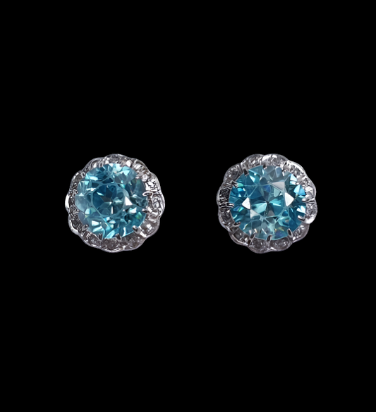 Blue Zircon and Diamond Earstuds
SKU: 1164