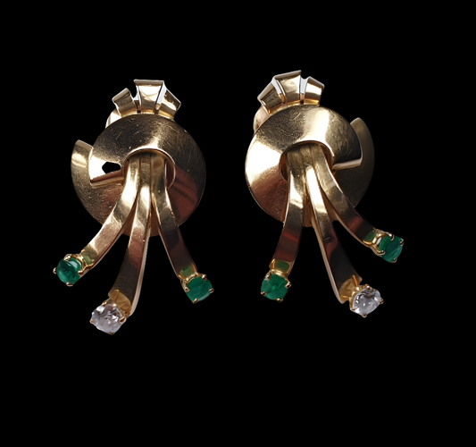 Emerald and Diamond 1940's Earrings
SKU: 1153