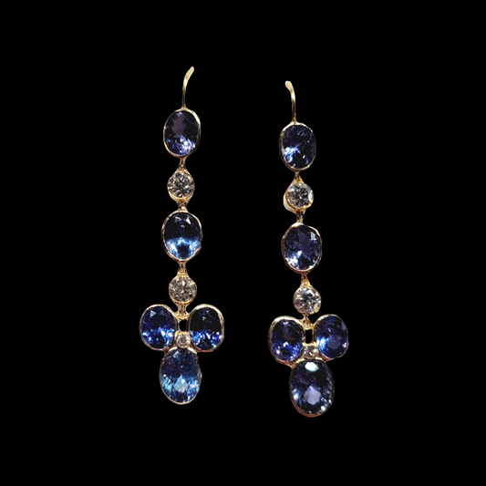 Cornflour blue sapphire and diamond earrings sku 5751