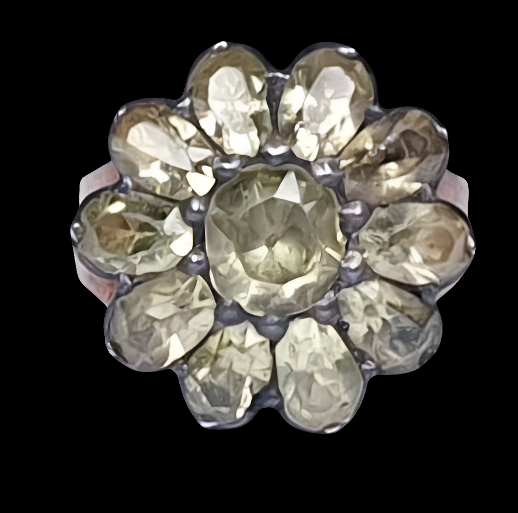 Chrysolite flower cluster ring Portuguese circa 1750
SKU: 694