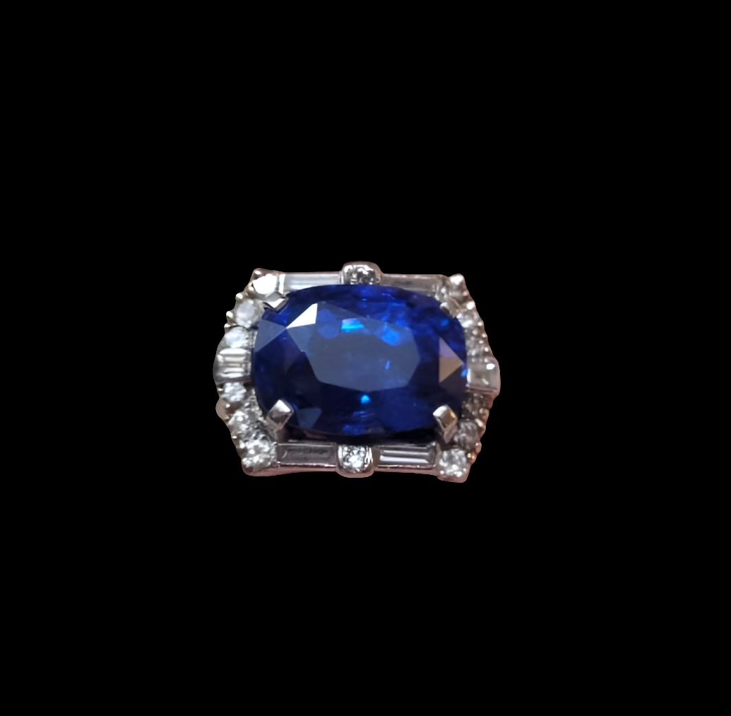 Natural 8.23ct Ceylon Sapphire and diamond art deco ring
SKU: 7519