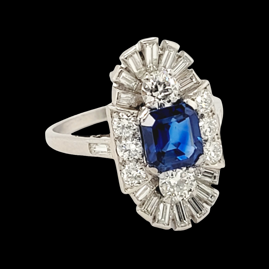 Fine Art deco sapphire and diamond cocktail ring SKU: 6238