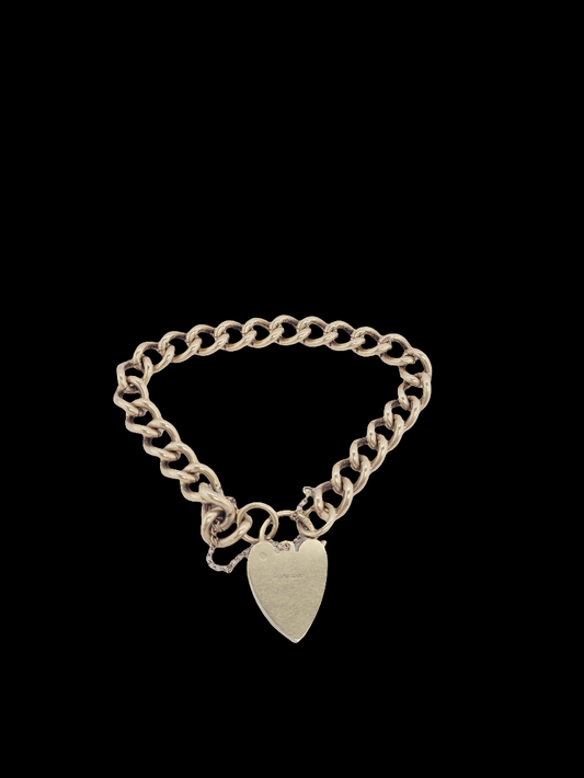 Heavy and solid antique 9ct gold curb bracelet sku 8462