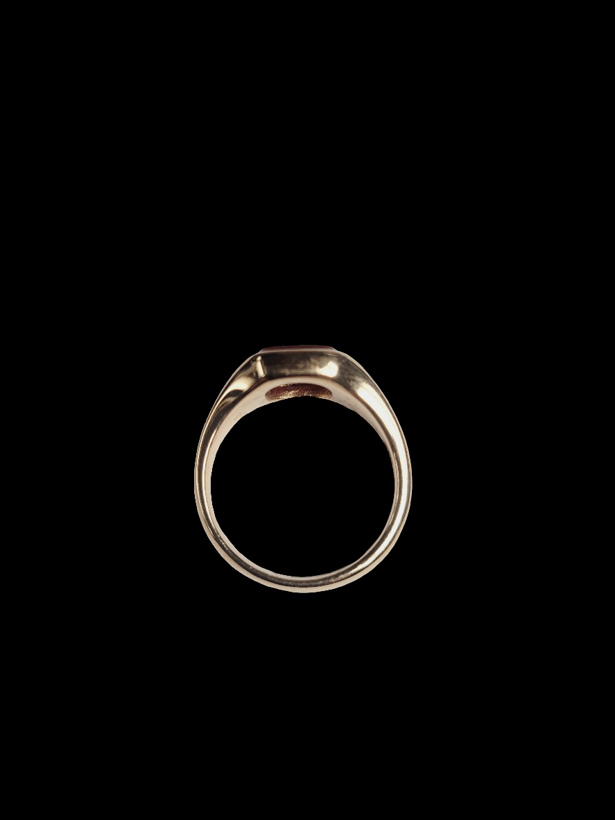 Square red Cornelian 9ct gold signet ring sku 8452