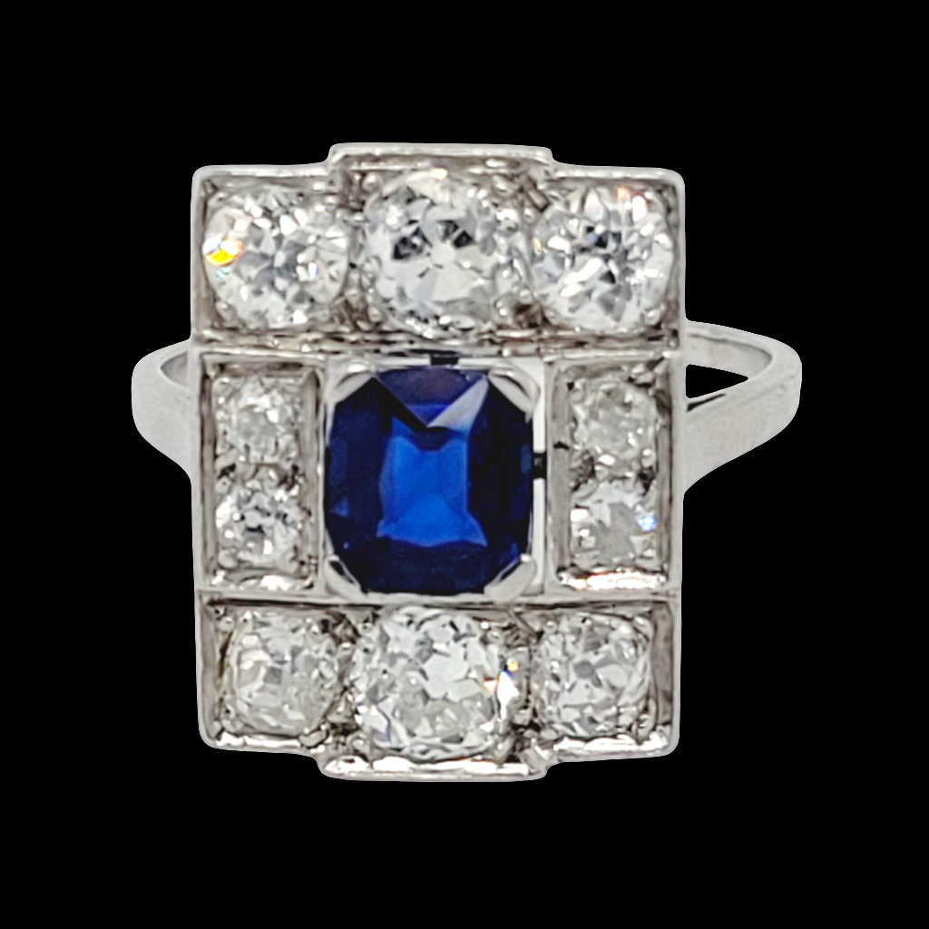 French Art deco sapphire and diamond panel ring

SKU: 6340