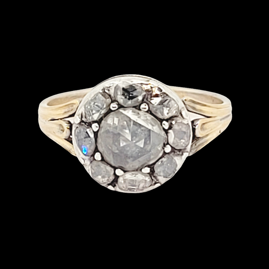 Georgian Rose cut diamond button cluster ring sku 6283