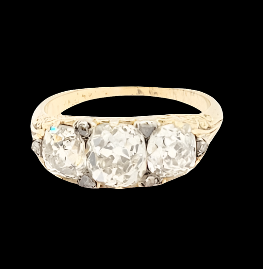 Antique 2.70ct old mine cut diamond engagement ring