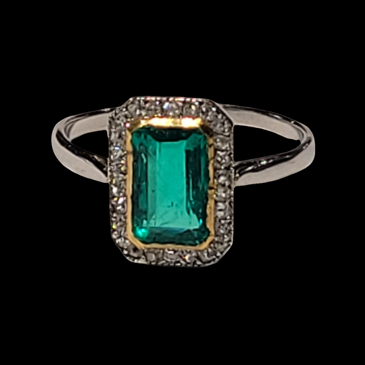 Art deco emerald and diamond ring sku 5827