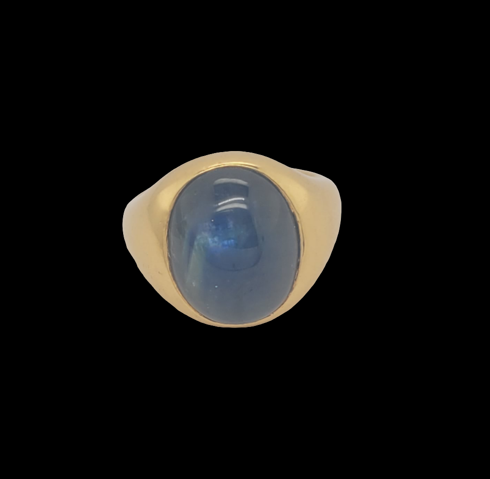 12ct oval cabochon sapphire 18ct gold ring sku 8465
