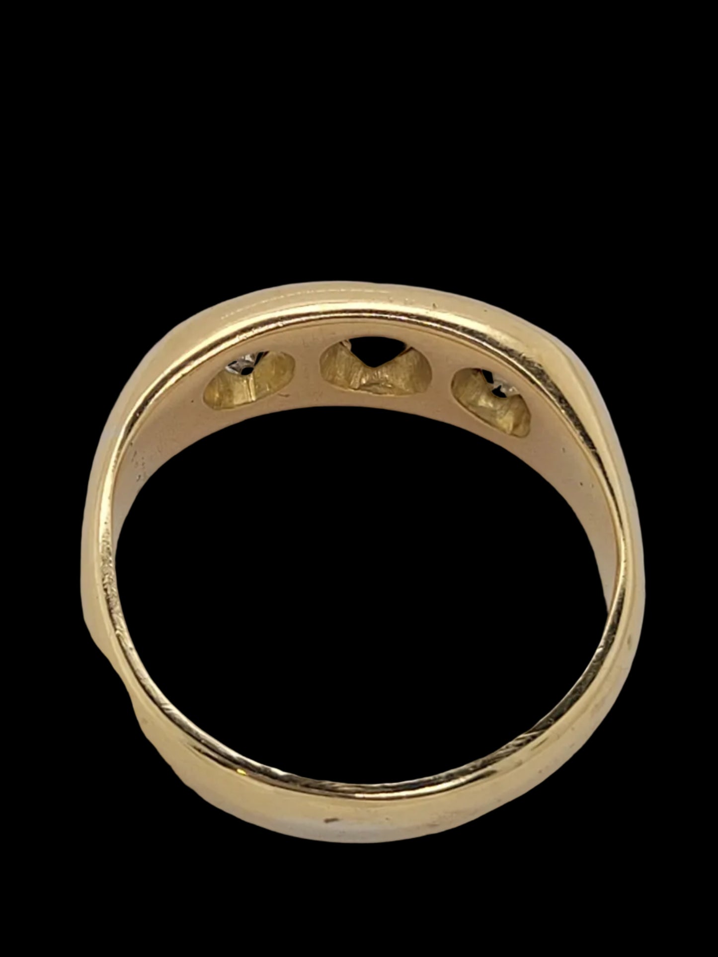 Antique three diamond gypsy set ring sku 8790