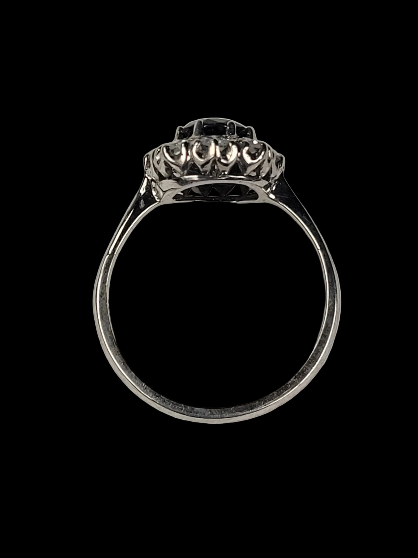 Antique sapphire and diamond cluster engagement ring sku 8837