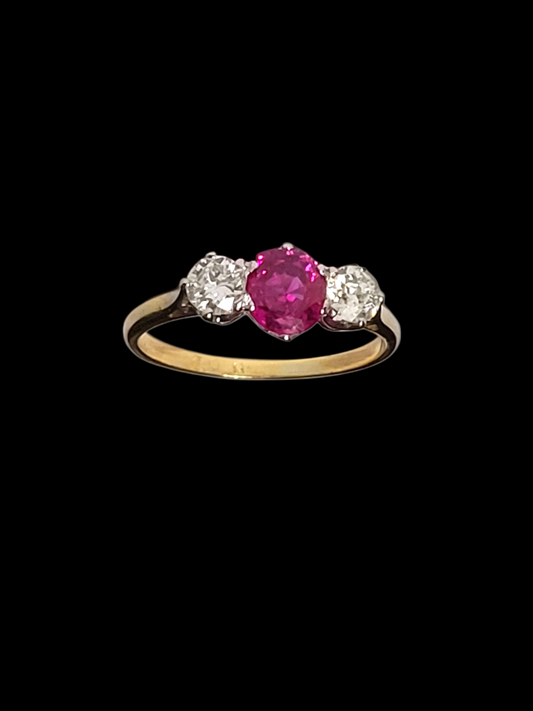 Antique ruby and diamond three stone engagement ring
SKU: 8293