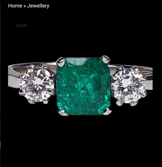 Fantastic Emerald and Diamond Three Stone Diamond Ring
SKU: 3024