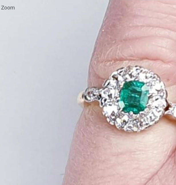 Antique emerald and diamond cluster ring
SKU: 4772