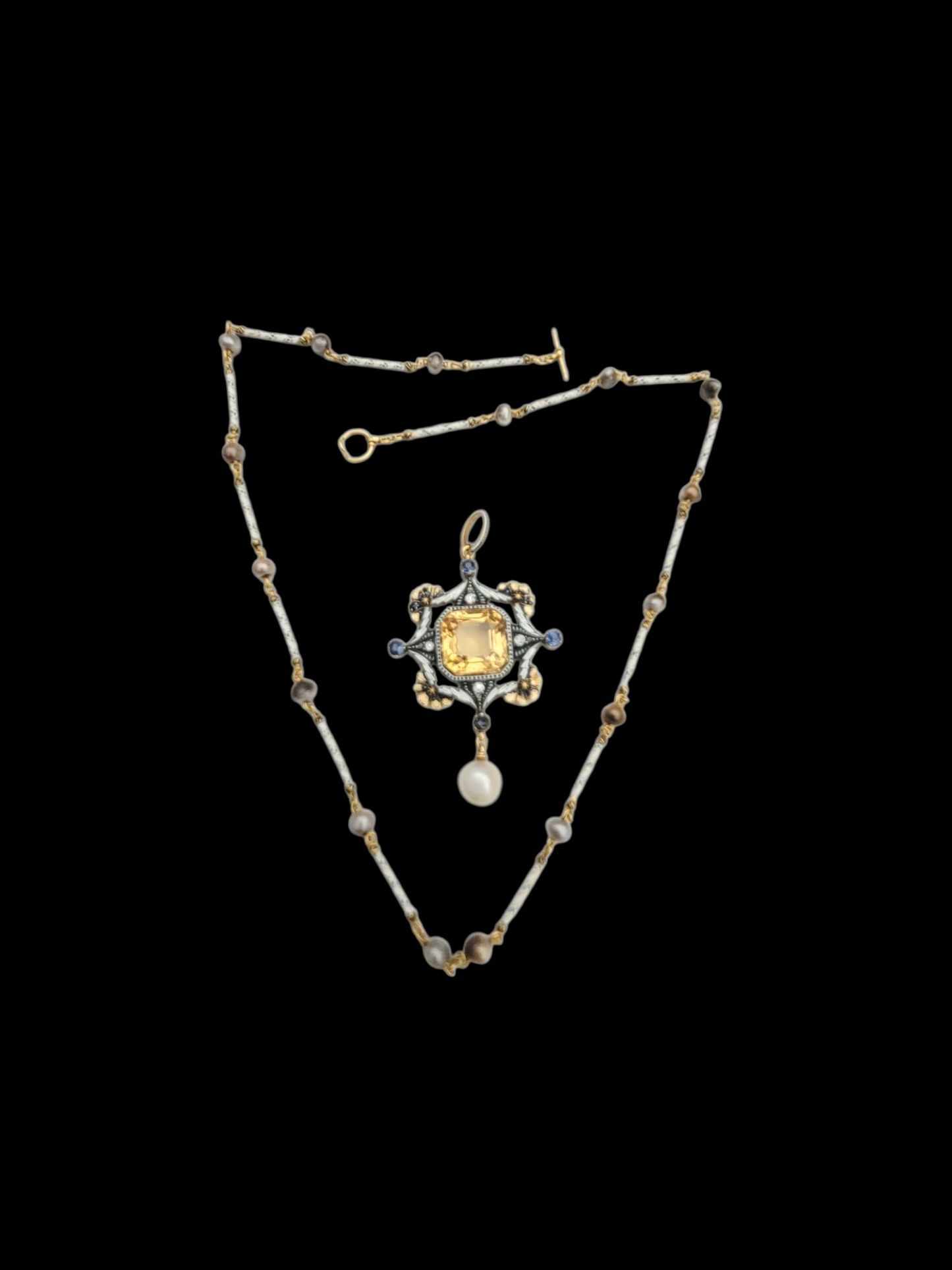 Carlo Guiliano Topaz, enamel, sapphire, diamond and pearl necklace
SKU: 8153