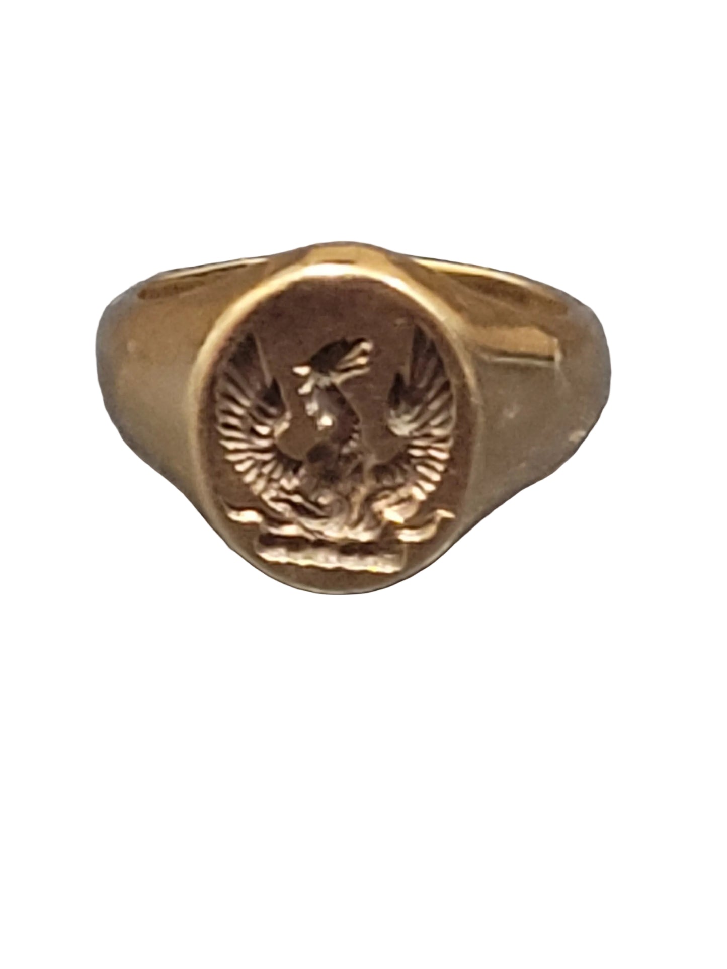 Phoenix seal engraved 9ct gold signet ring sku 9104