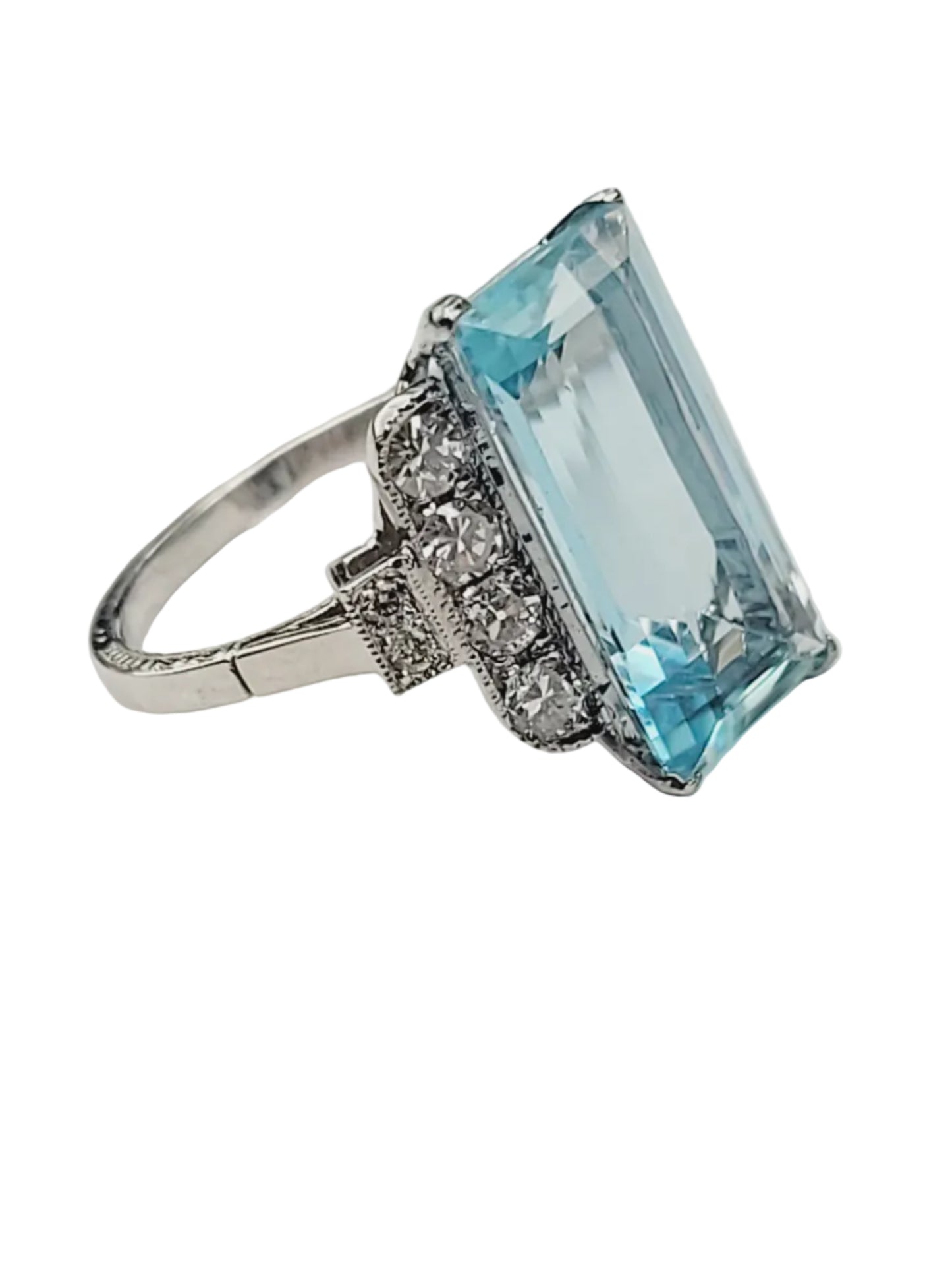 Art deco aquamarine and diamond dress ring sku 9084