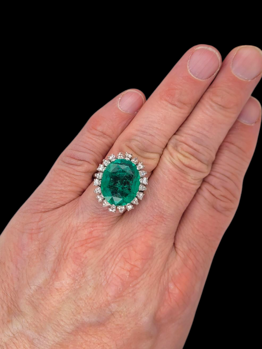 Large Columbian emerald and diamond cluster ring
SKU: 8102