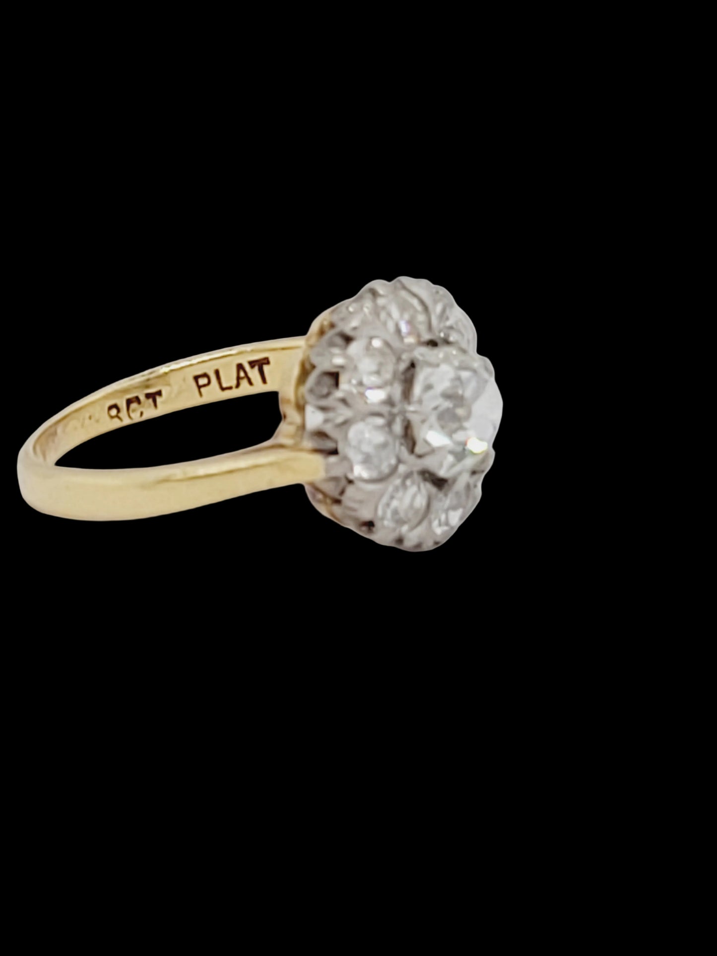 Antique diamond cluster engagement ring sku 8813