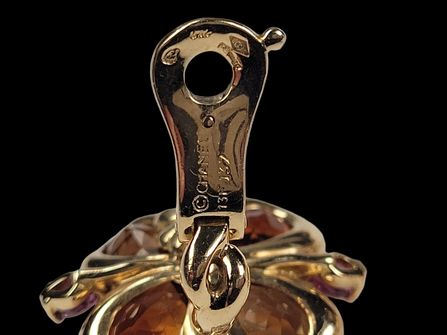 Vintage Chanel pair of Amethyst and citrine earrings Sku 8728