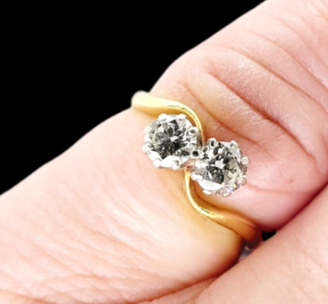 Edwardian Two Stone Diamond Cross Over Ring
SKU: 1692