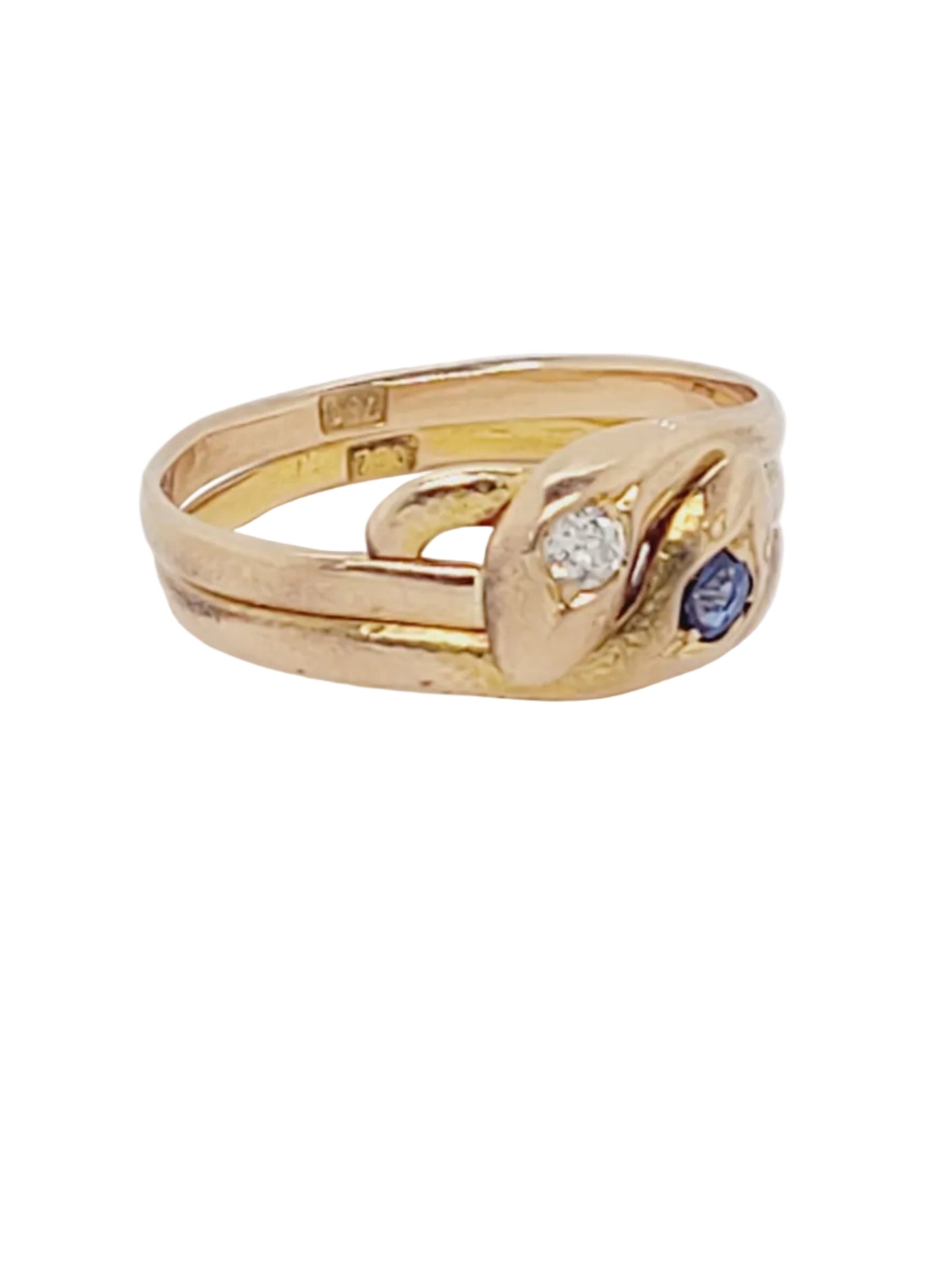 Antique sapphire and diamond double snake ring sku 9194