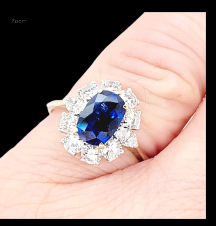 Natural Royal Blue sapphire and diamond engagement ring
SKU: 7631