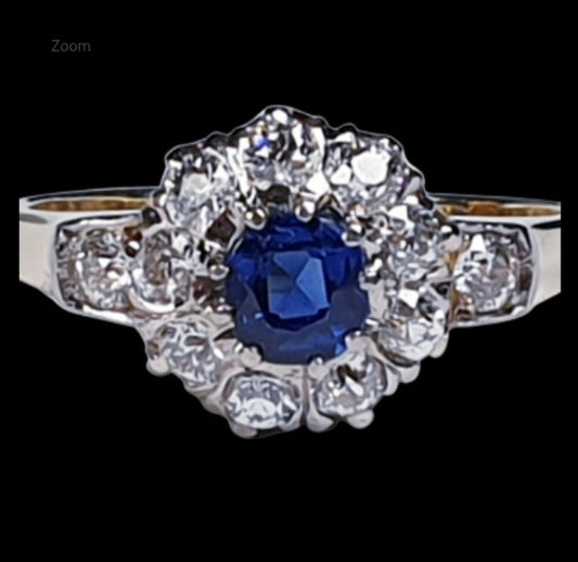 Antique Sapphire and Diamond Cluster Ring
SKU: 2524