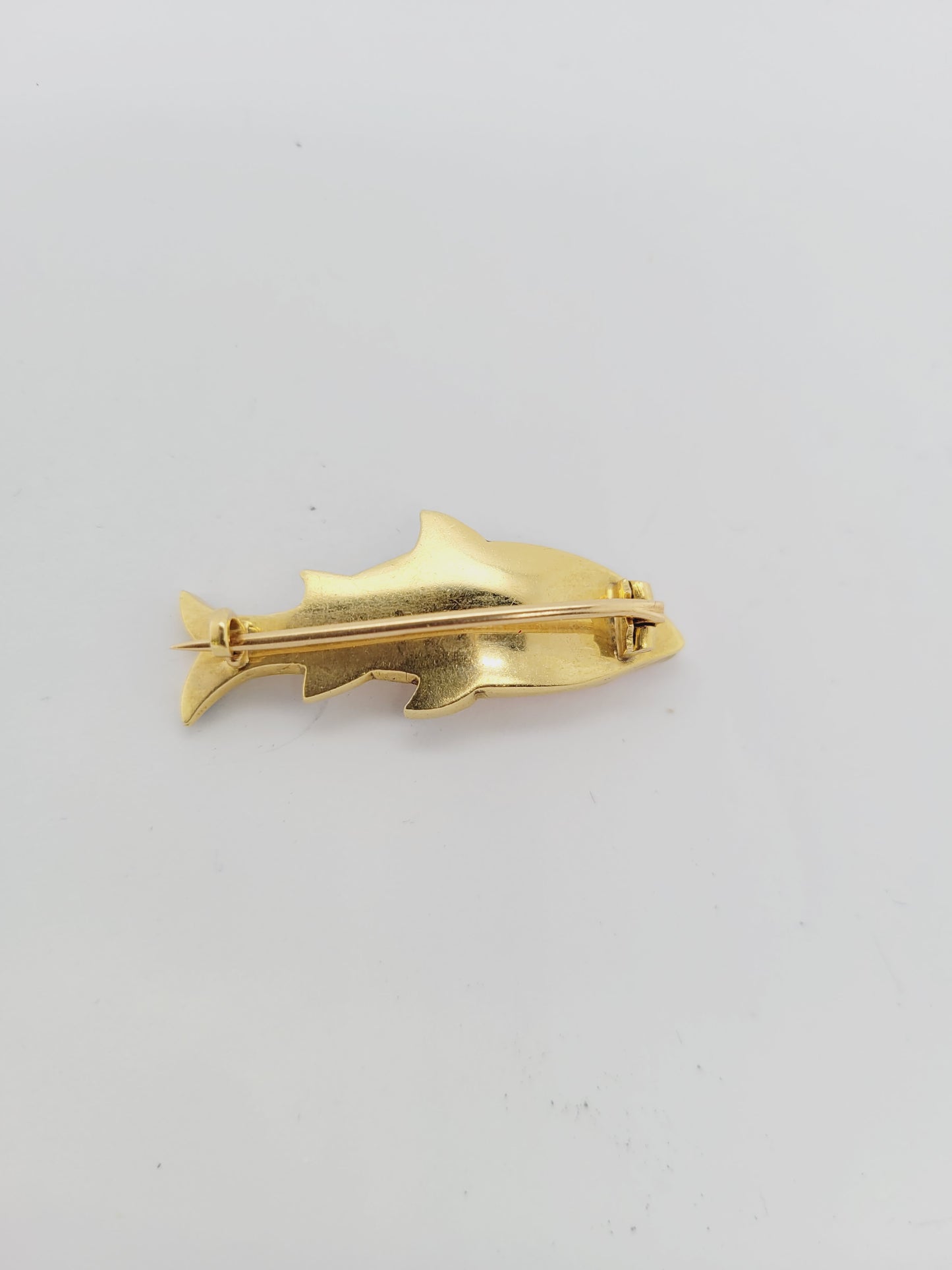 Fine Antique enamel and gold fish pin sku 9065