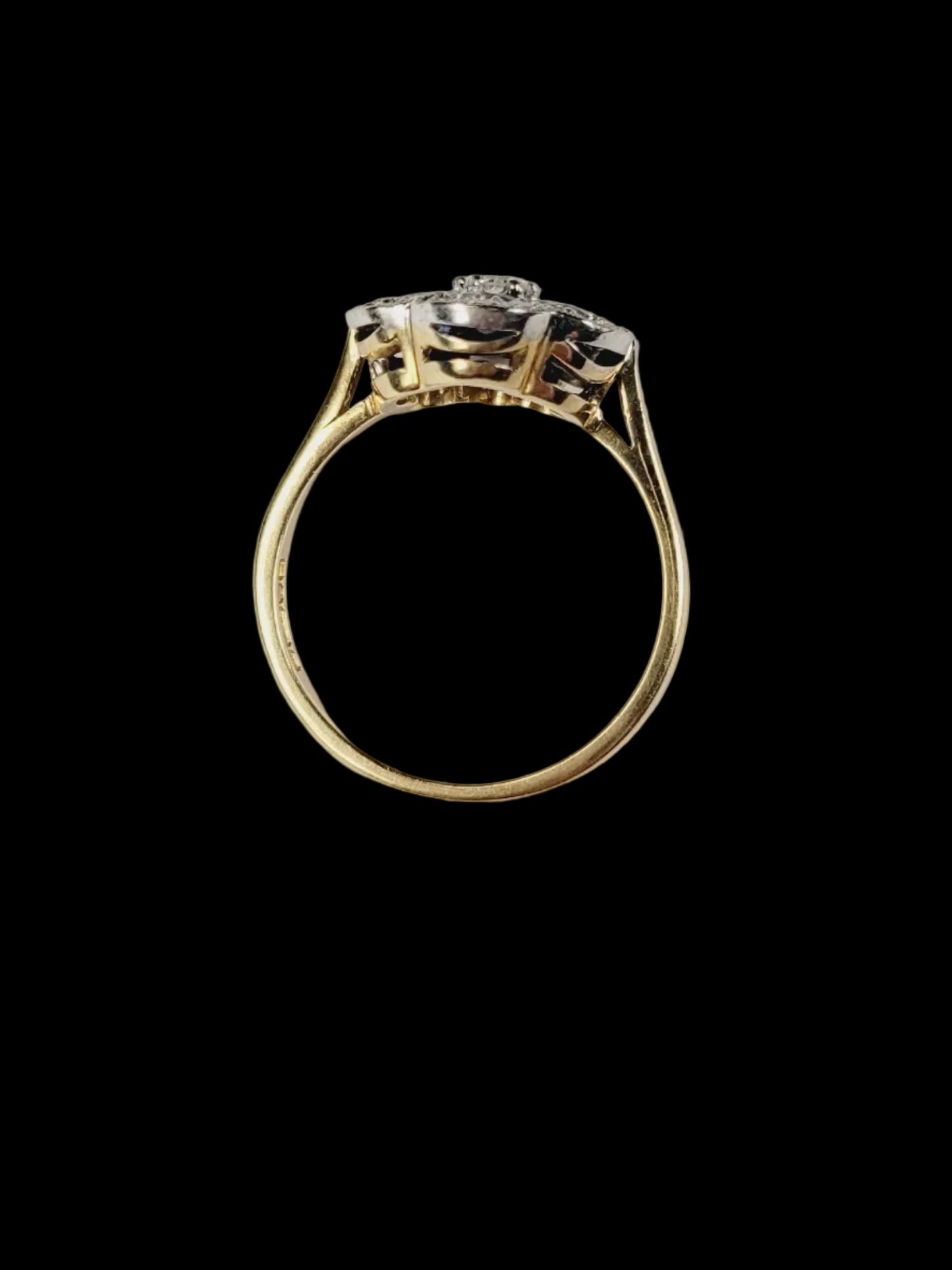 Sapphire and diamond flower cluster ring sku 8777