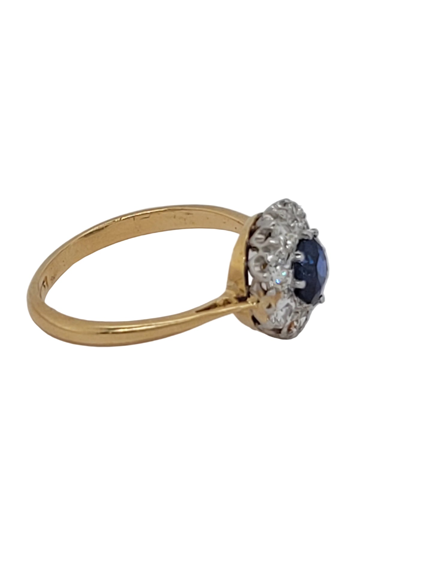 Sapphire and diamond cluster engagement ring sku 8565