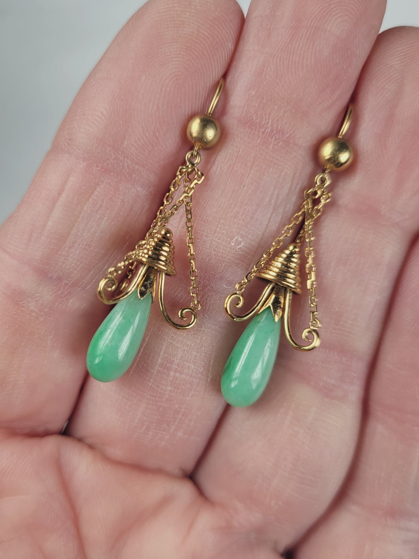 Antique jade chandelier earrings sku 8721