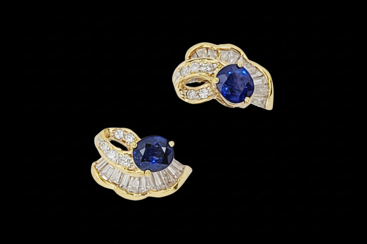 Sapphire and diamond stud earrings sku 8696