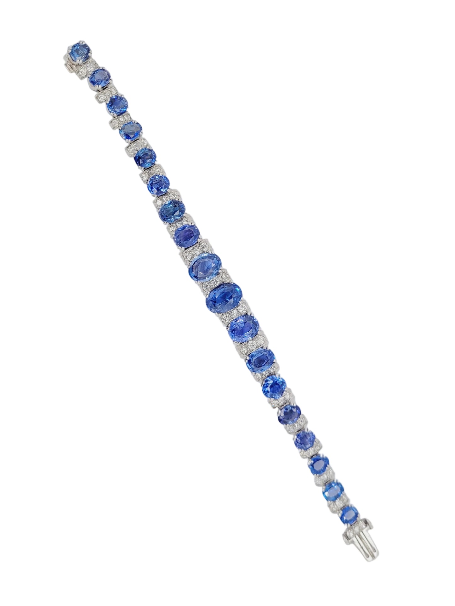 Art deco natural cornflower sapphire and diamond bracelet sku 8998