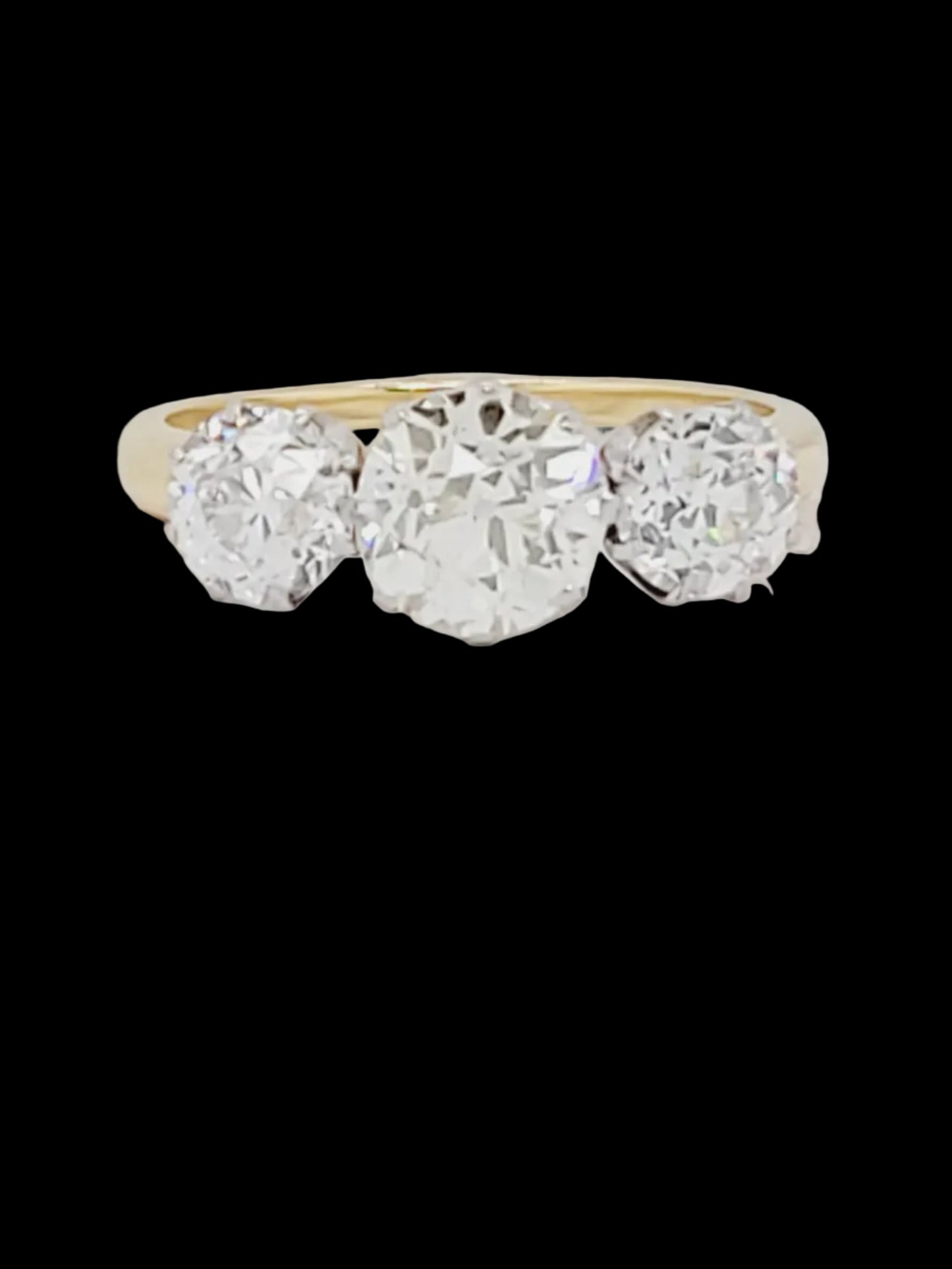 Antique diamond trilogy engagement ring in 18ct yellow gold sku 8969