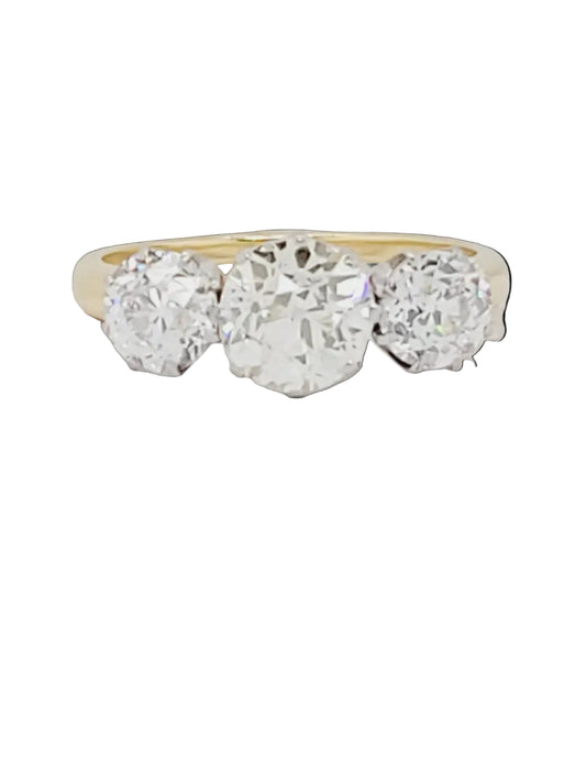Antique diamond trilogy engagement ring in 18ct yellow gold sku 8969