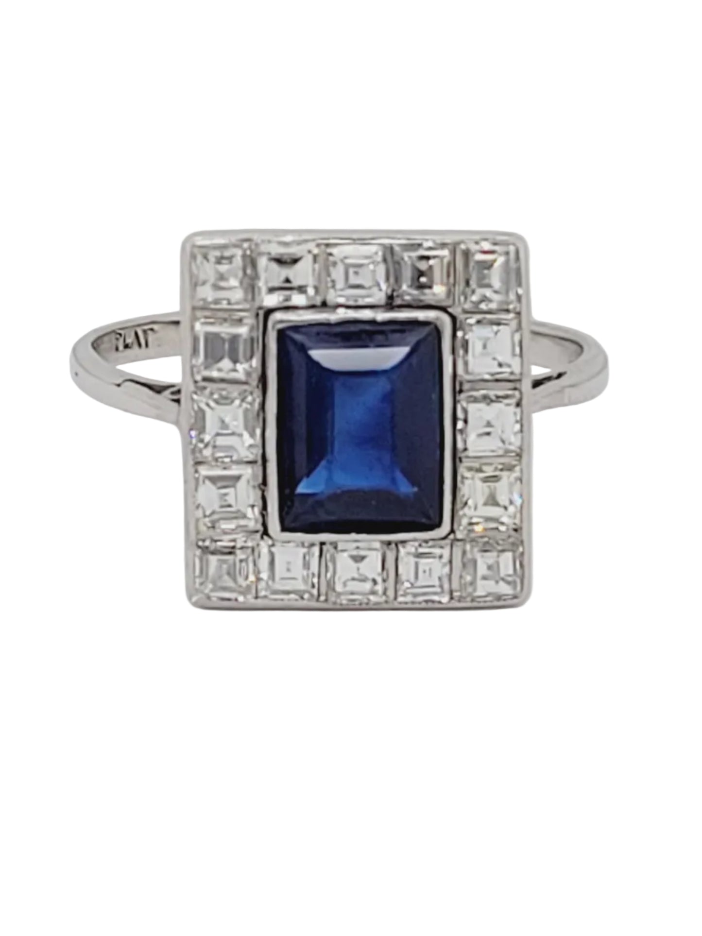 Art deco sapphire and square diamond ring sku 8984