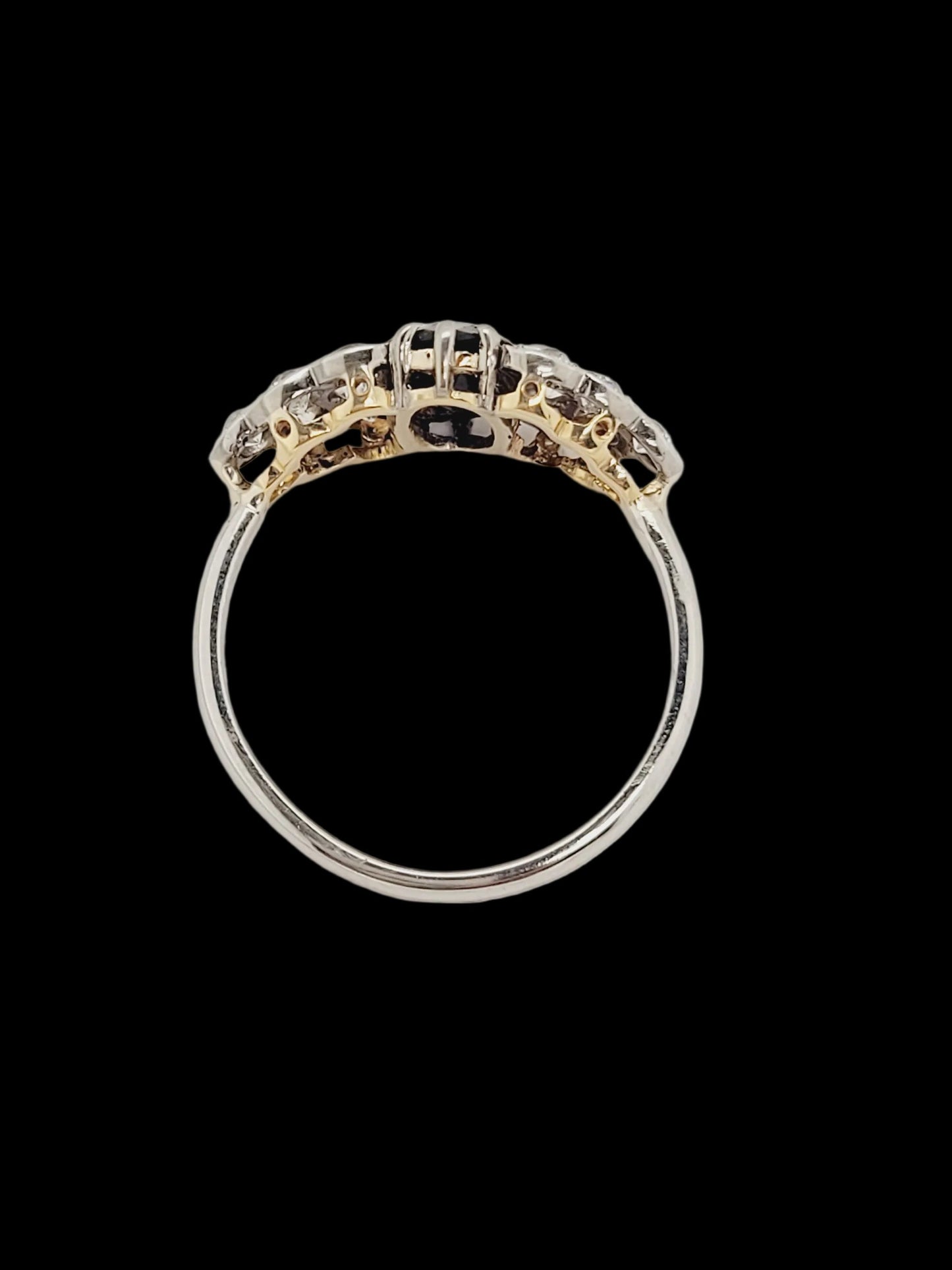 Antique sapphire and diamond engagement ring sku 8682