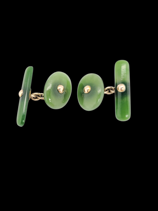 Antique New Zealand Nephrite gold cufflinks
SKU: 8233