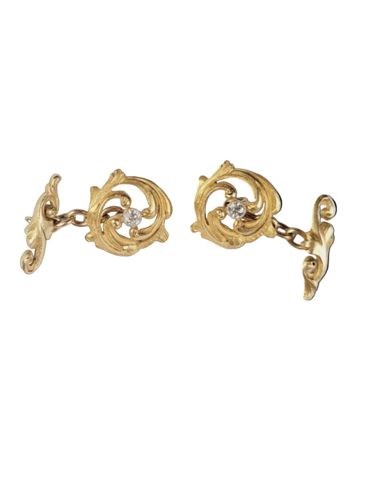 Antique 18ct gold and old cut diamond cufflinks sku 8897