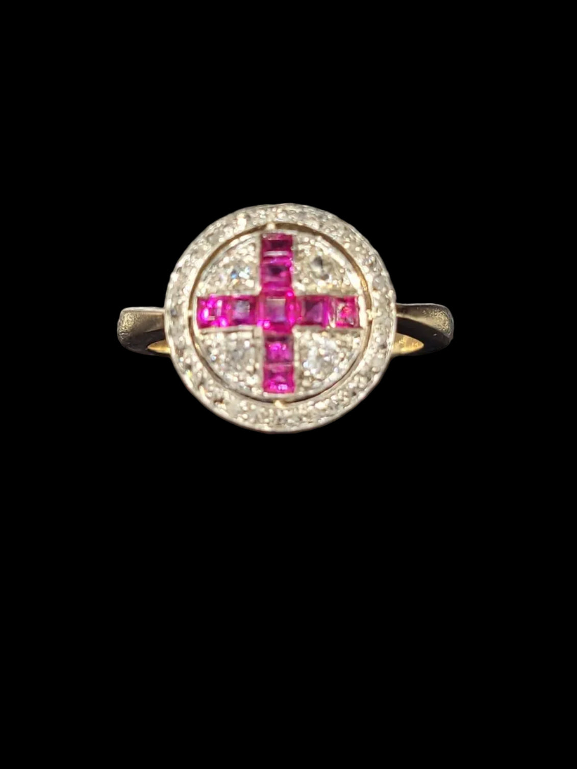 Fine Edwardian Burmese Ruby and diamond ring sku 8755