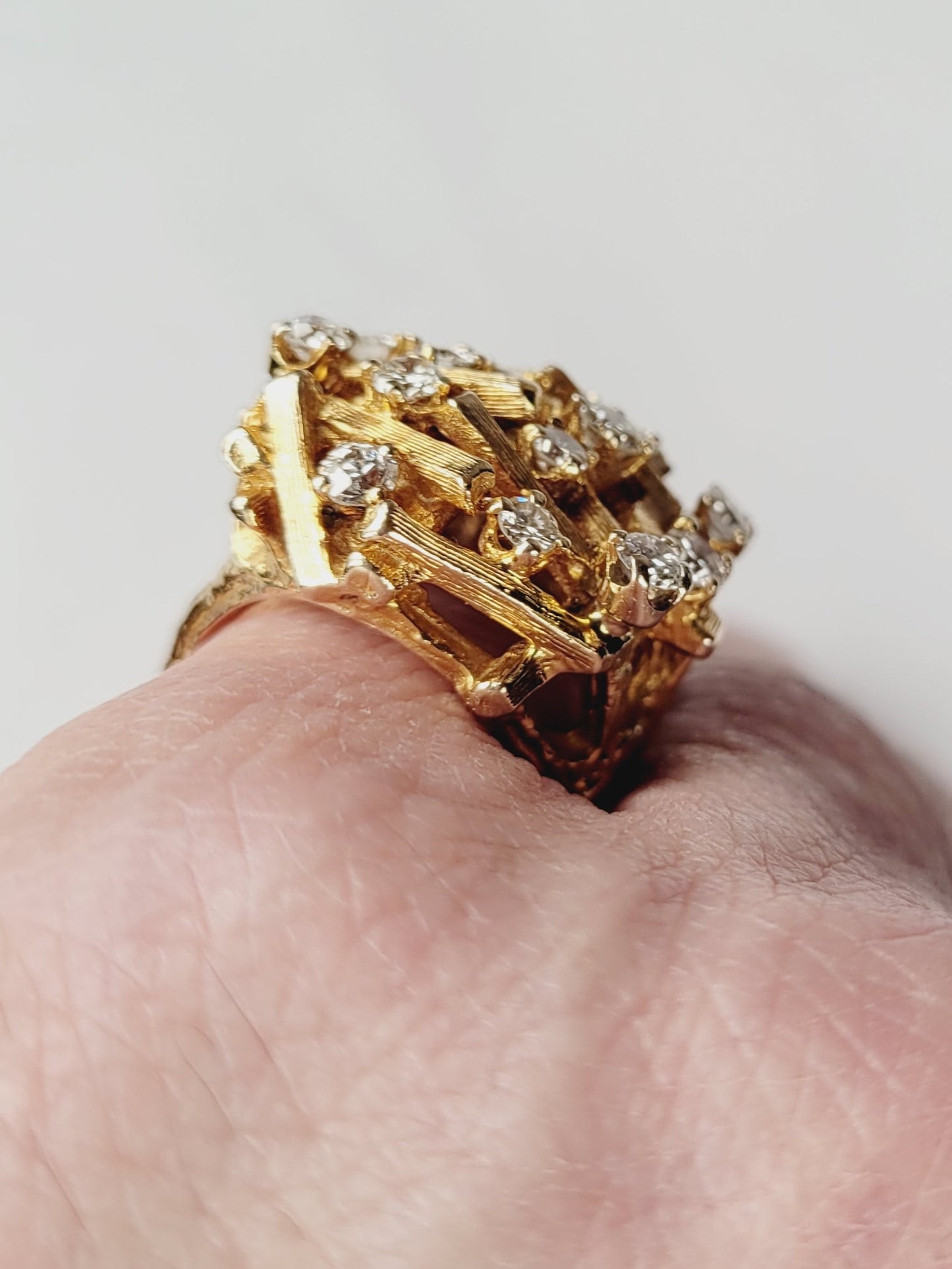 1960's 18ct organic yellow gold  bristling with diamonds sku 8857