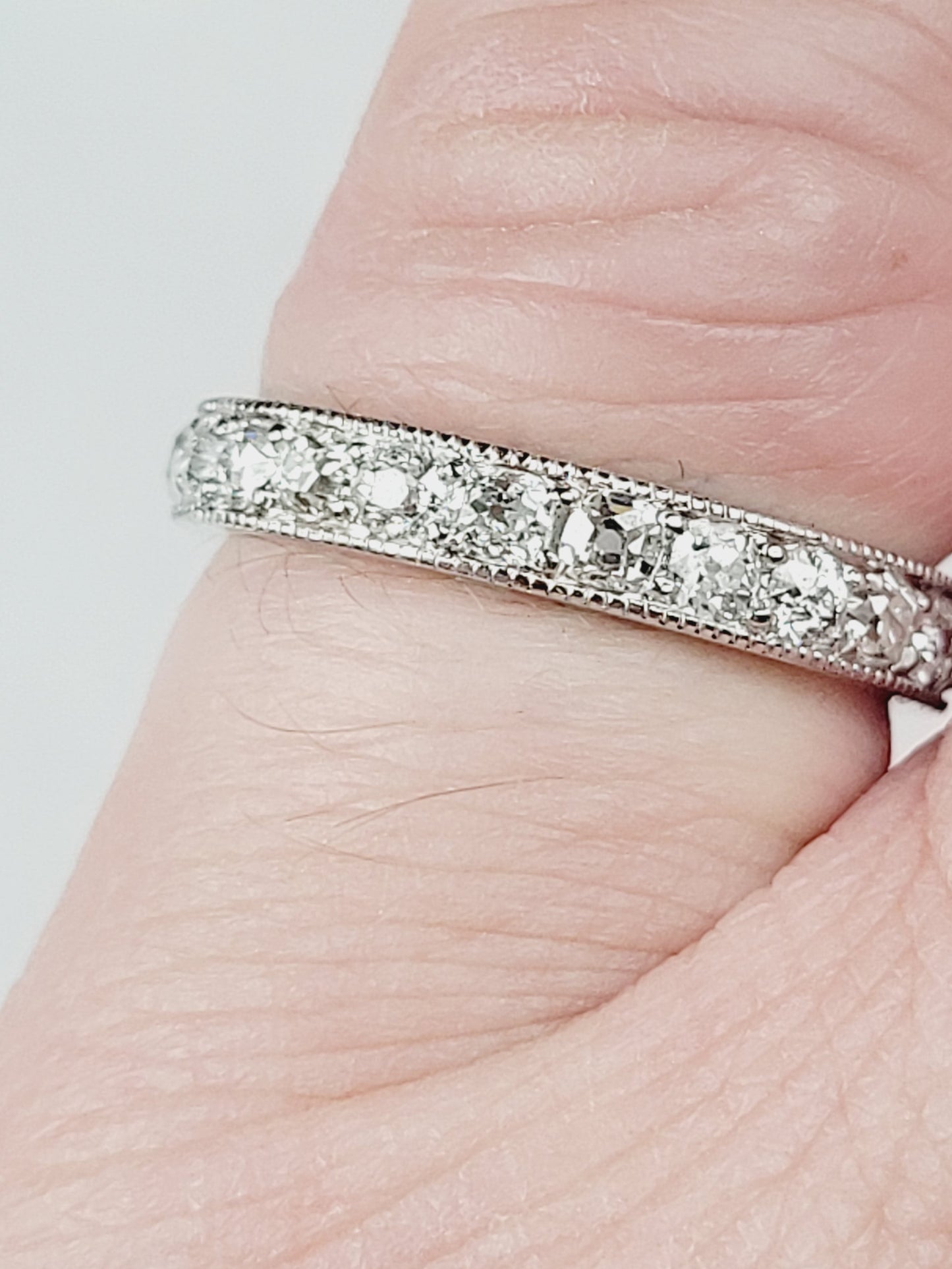 Art deco old European cut diamond full hoop eternity band sku 9090