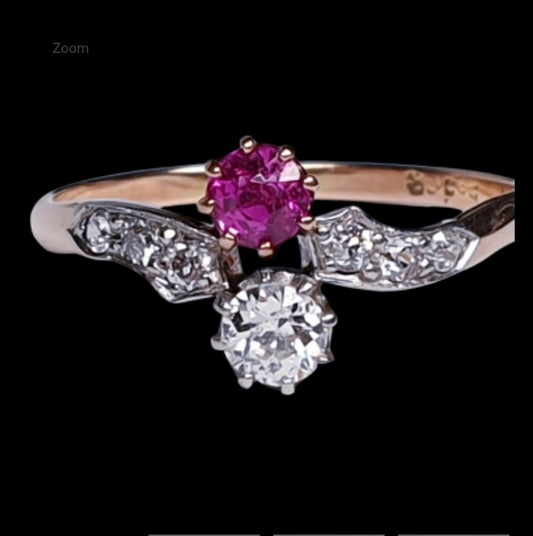 Edwardian Ruby and Diamond Cross Over Ring
SKU: 2867
