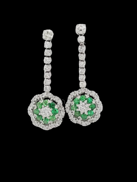 Green garnet and diamond drop earrings sku 8763