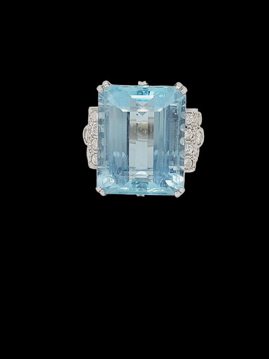 Art deco aquamarine and diamond dress ring sku 8743
